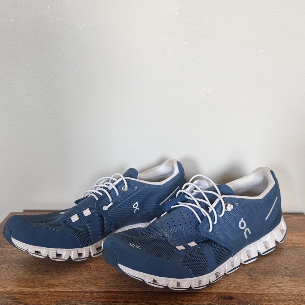 On Running Womans Navy and White Athletic Shoes